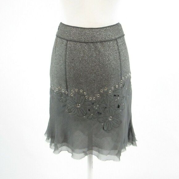 Per Se gray shimmery A-line skirt 0 - Picture 7 of 8